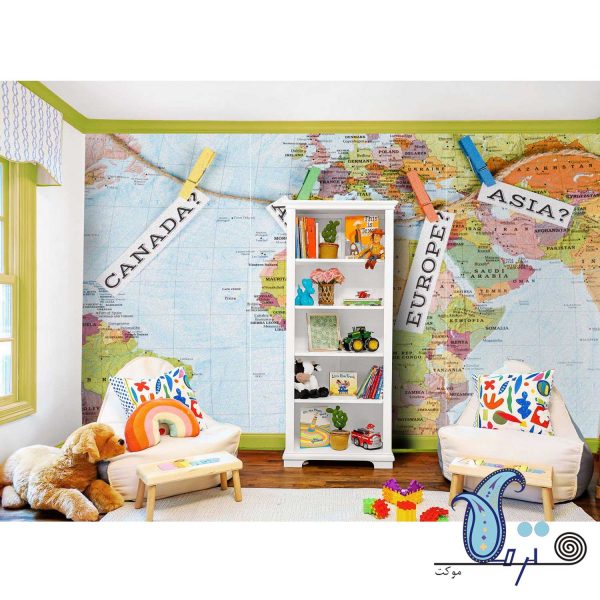 world map felt wall covering